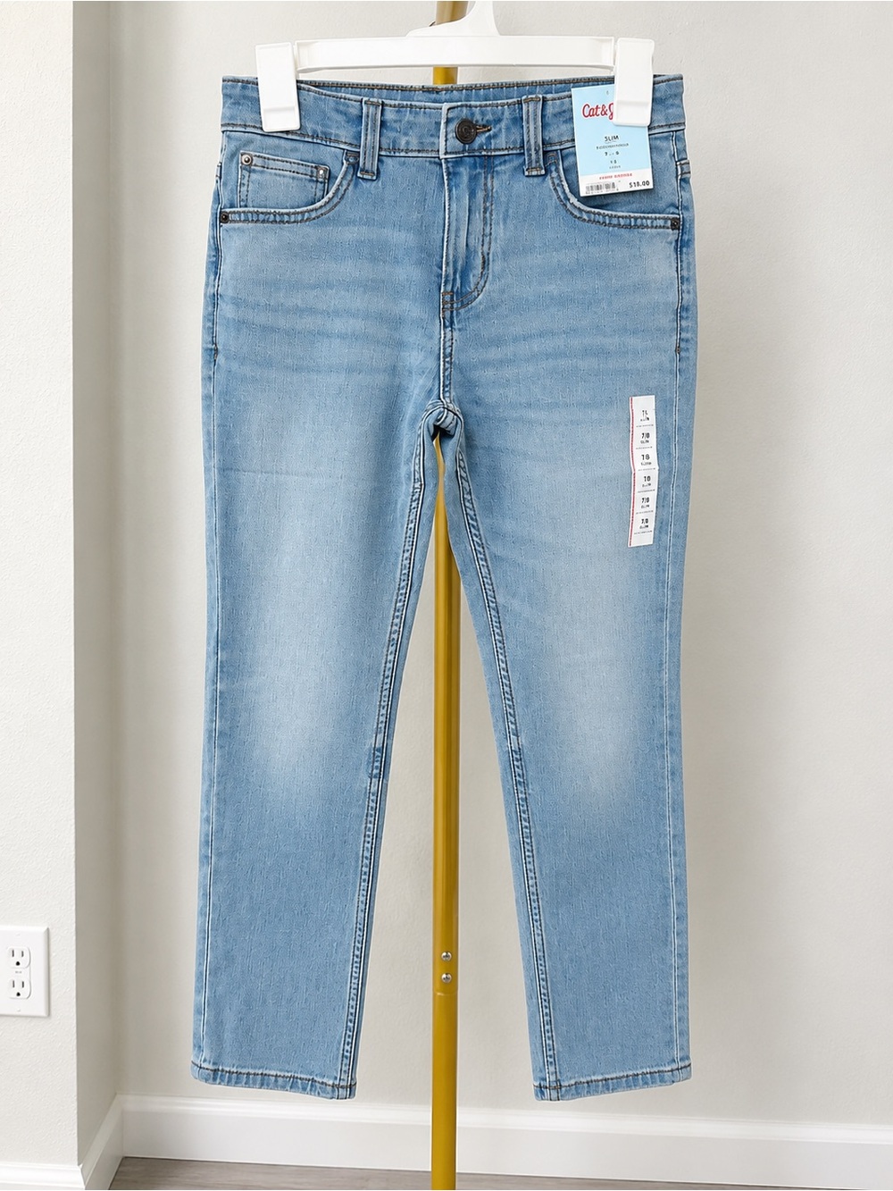 Cat & Jack Slim Stretch Jeans -  Denim Blue adjustable waist